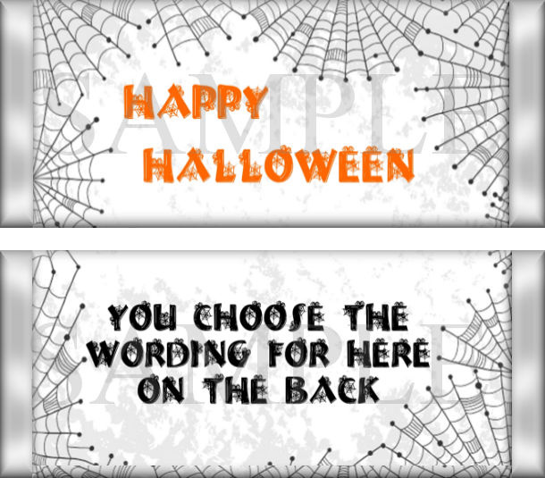 Spider Web Candy Bar Wrapper Set - (wrapper + foil pouch + clear plastic cover only) - No Candy Incl